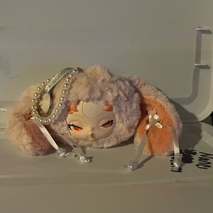 Dodo nami peach and white twinkle bunny keychain